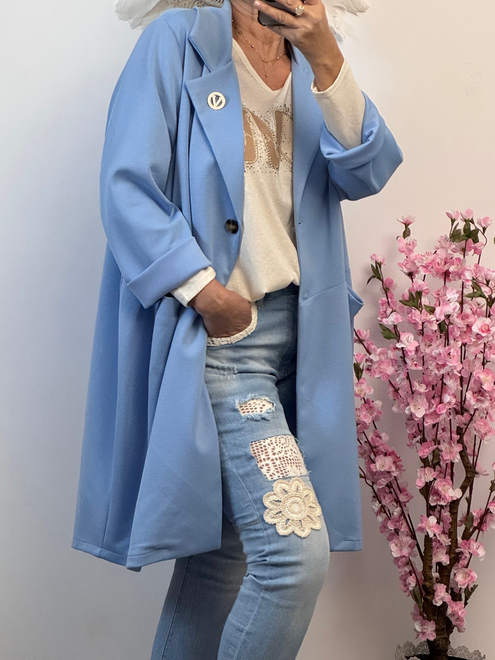 Veste longue Casuel bleue TU 46/52