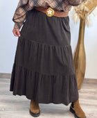 Jupe longue velours côtelé marron