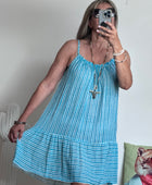 Robe d’été coton tisse turquoise