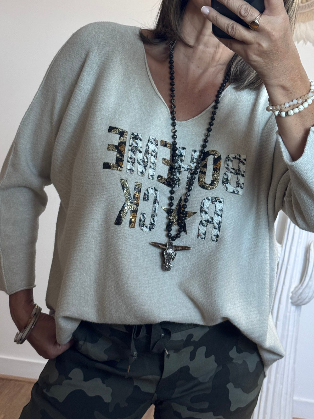 Pull bohème rock beige TU 42/50