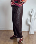 Pantalon barrel similicuir marron TU 38/46