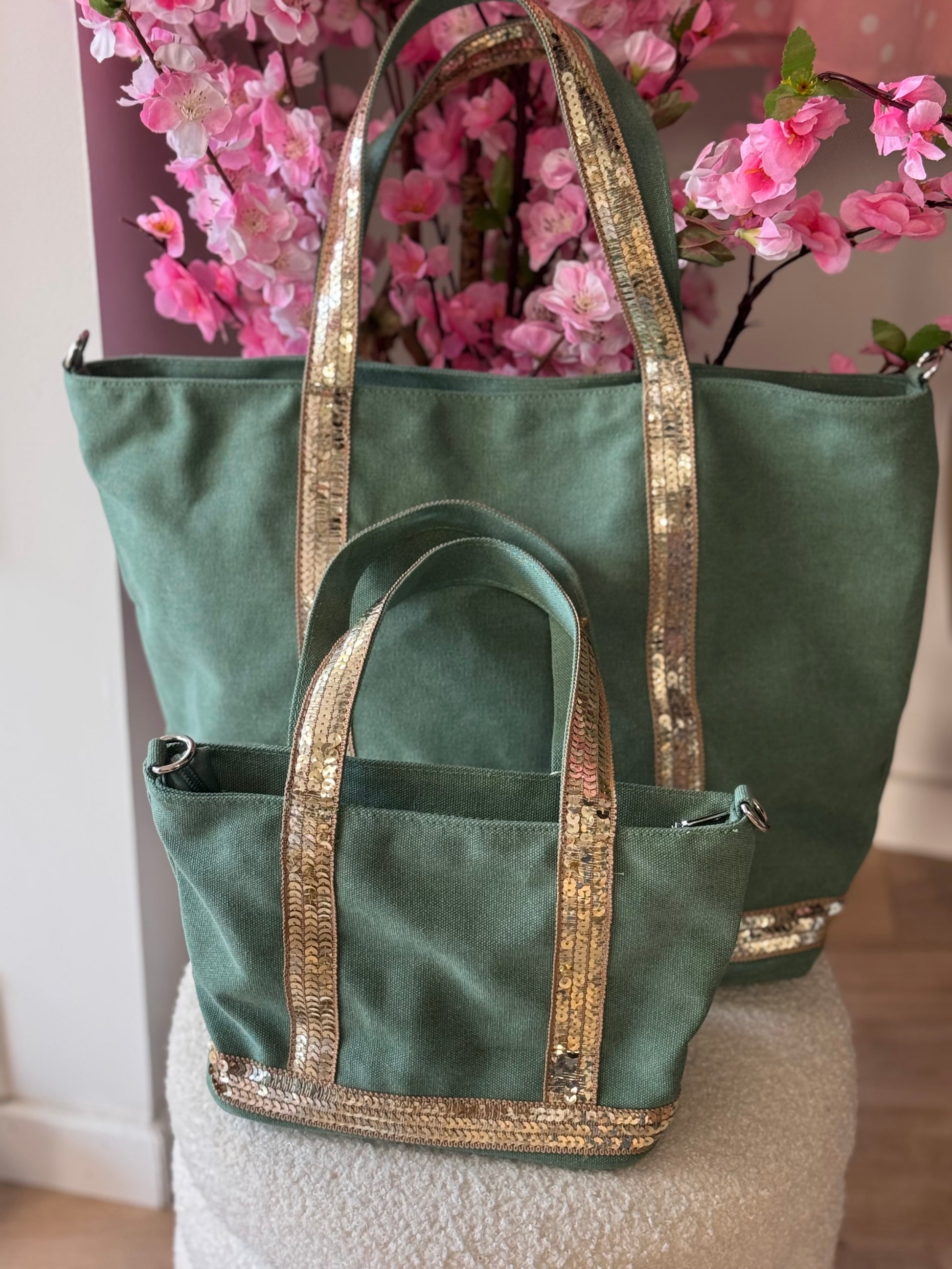 Sac vanes toile verte (petit modèle)
