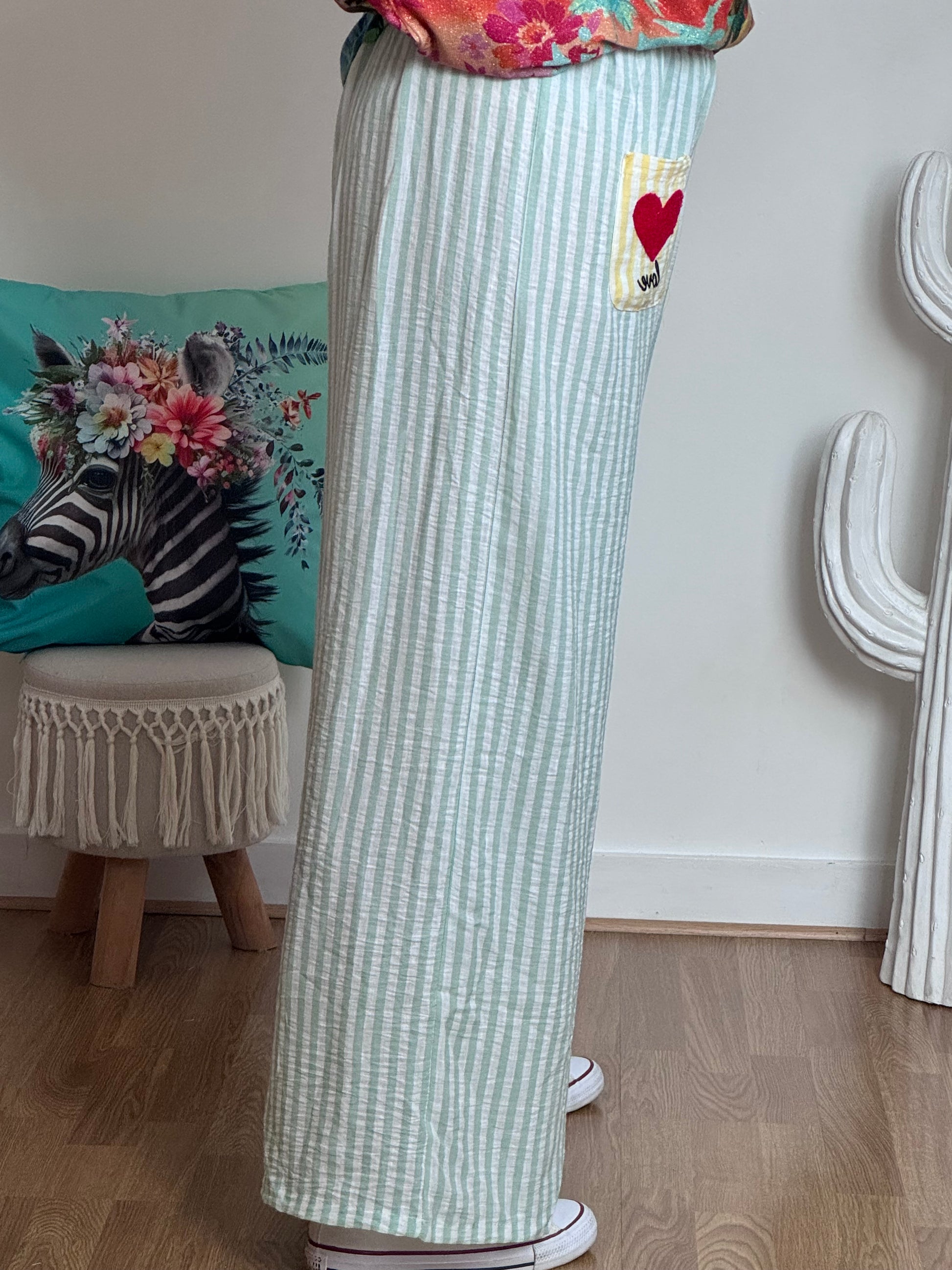 Pantalon rayures verts
