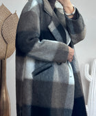 Manteau carreaux taupe