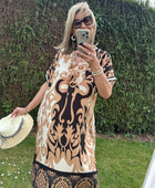 Robe fluide arabesque beige TU 40/48