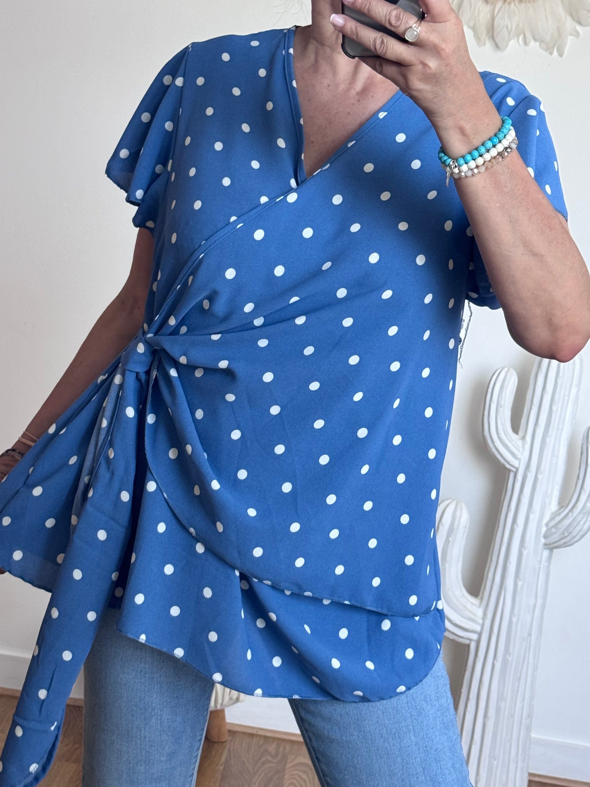Blouse pois bleu TU 44/50