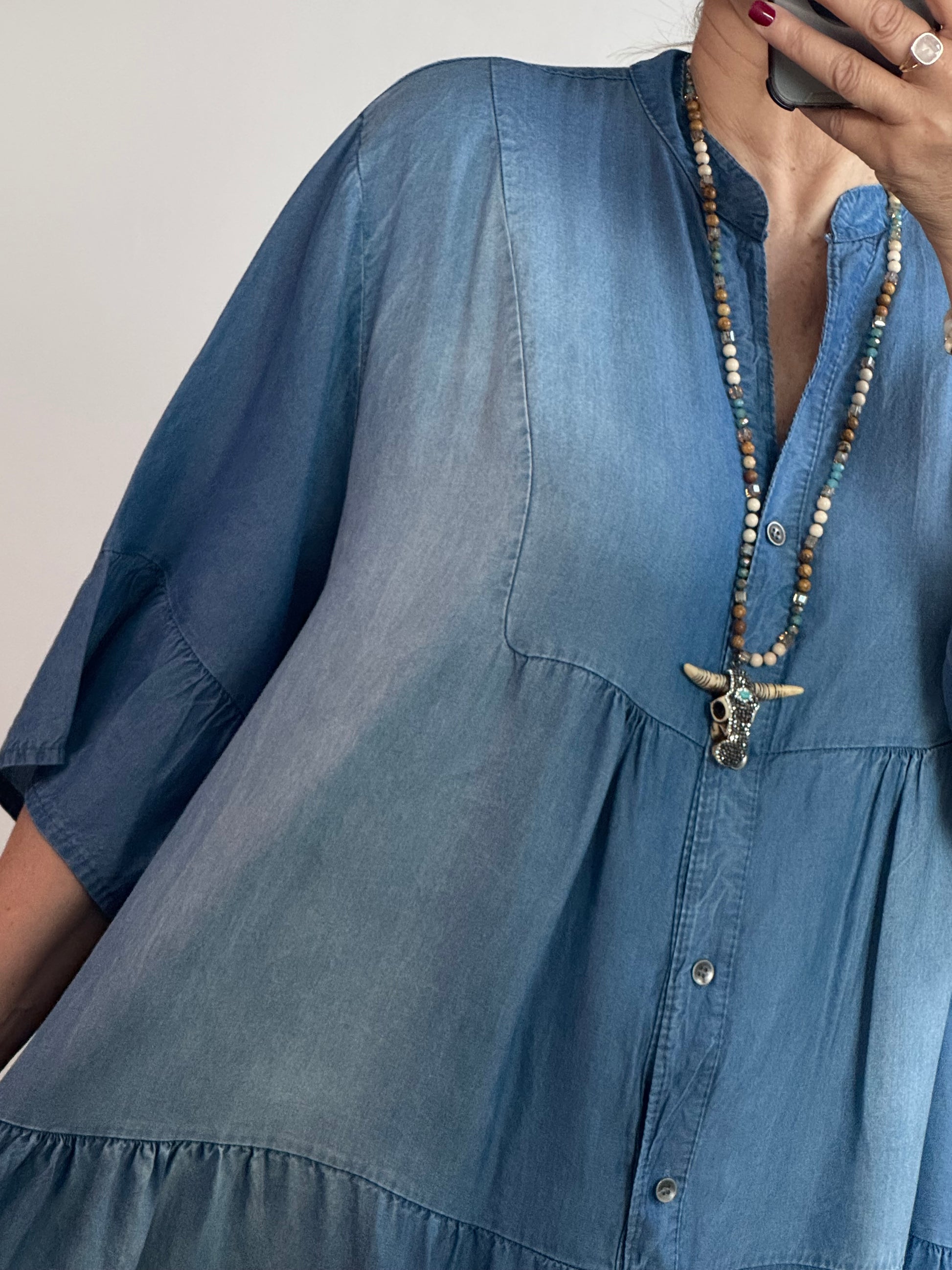 Robe boheme lyocell bleu foncé TU 44/50