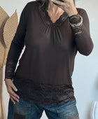 Top dentelle marron