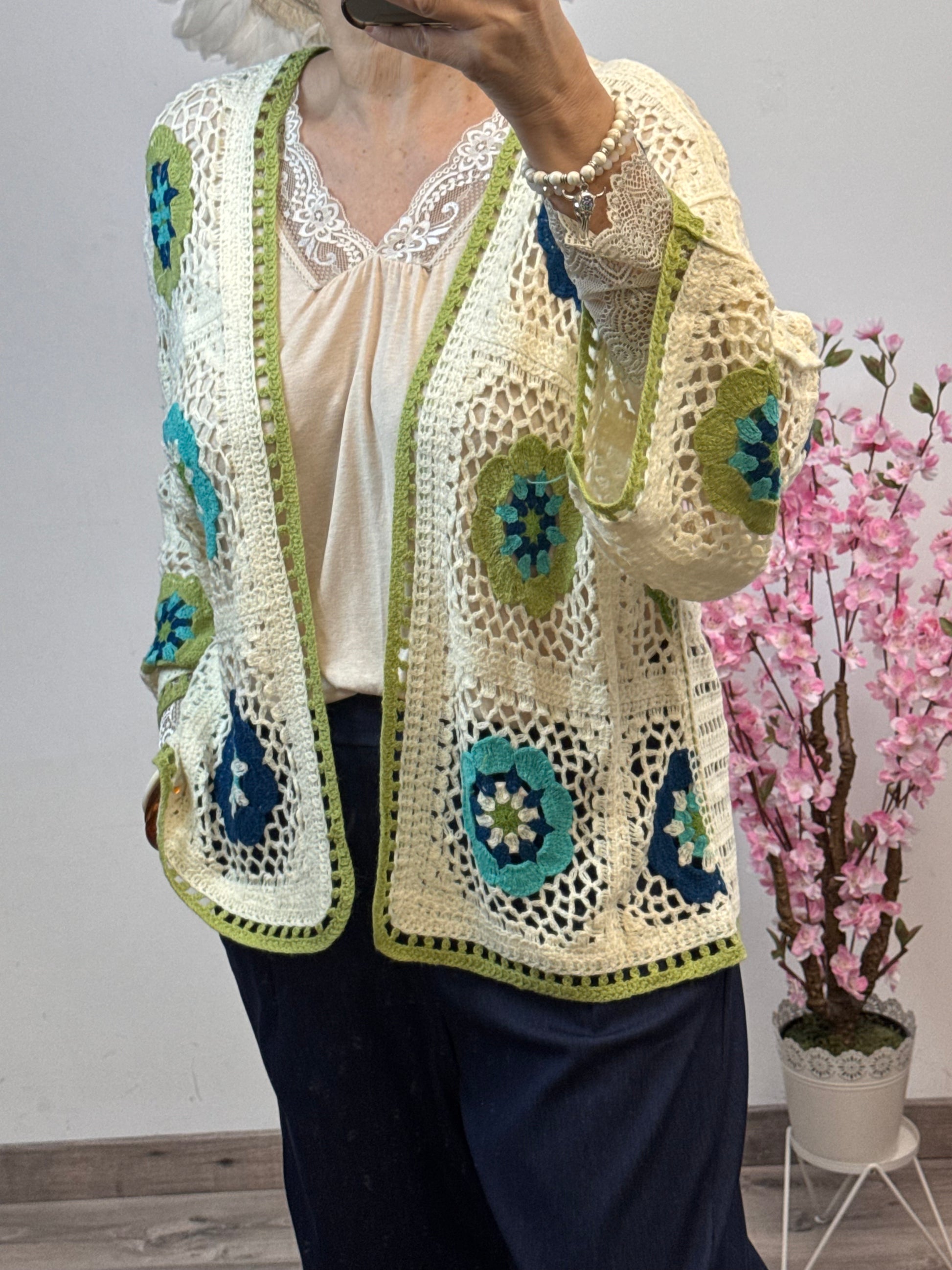 Gilet bohème fleurs TU 42/48