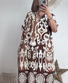 Robe arabesque marron/creme