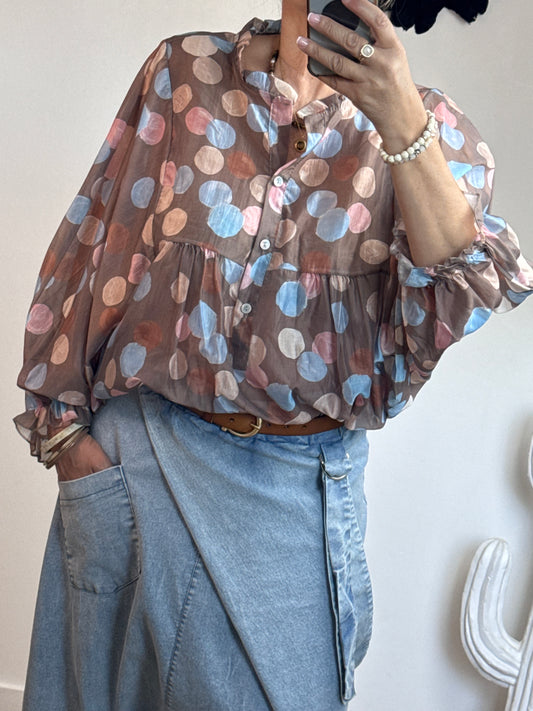 Blouse Louisette en tencel marron