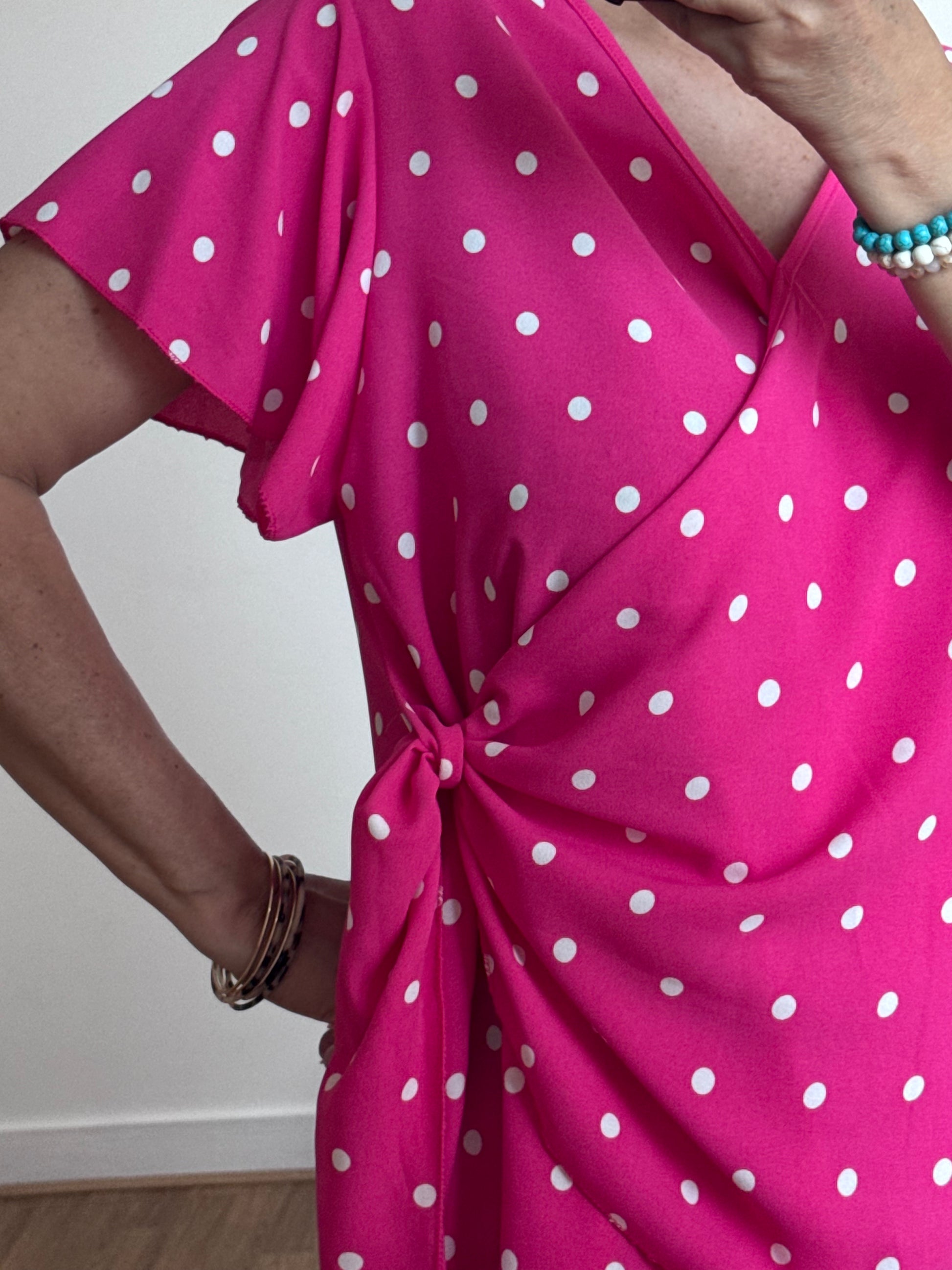 Blouse pois rose TU 44/50