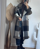 Manteau carreaux taupe