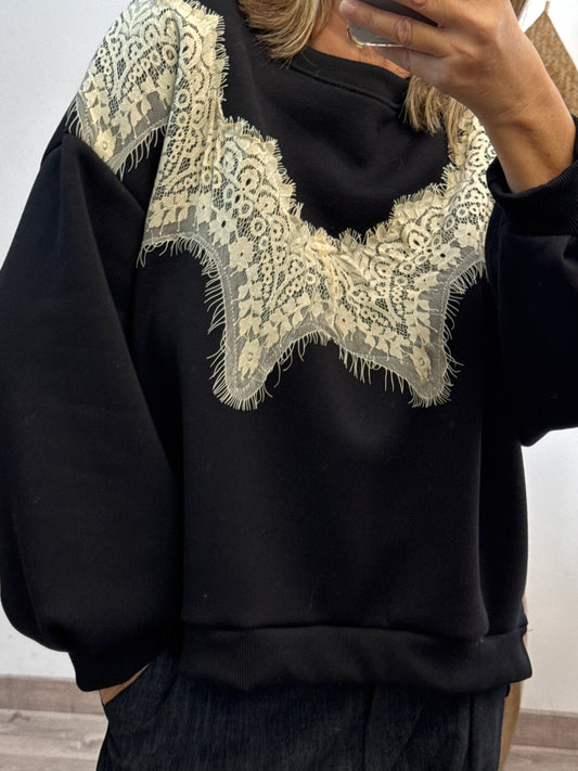 Sweat noir dentelle TU 40/48