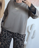 Sweat-shirt c’est la vie taupe