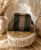 Sac rayé kaki et beige