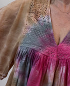 Robe voile de coton tie and dye rose et beige