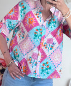 Blouse damier pastel
