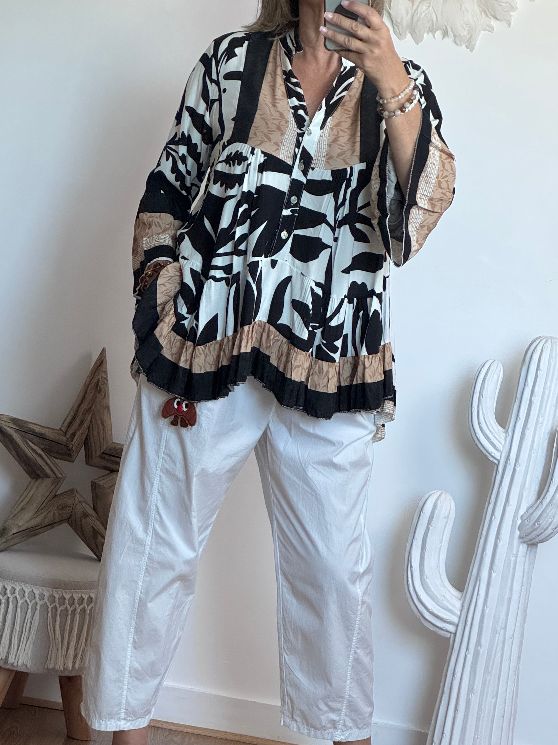 Blouse camélia noir