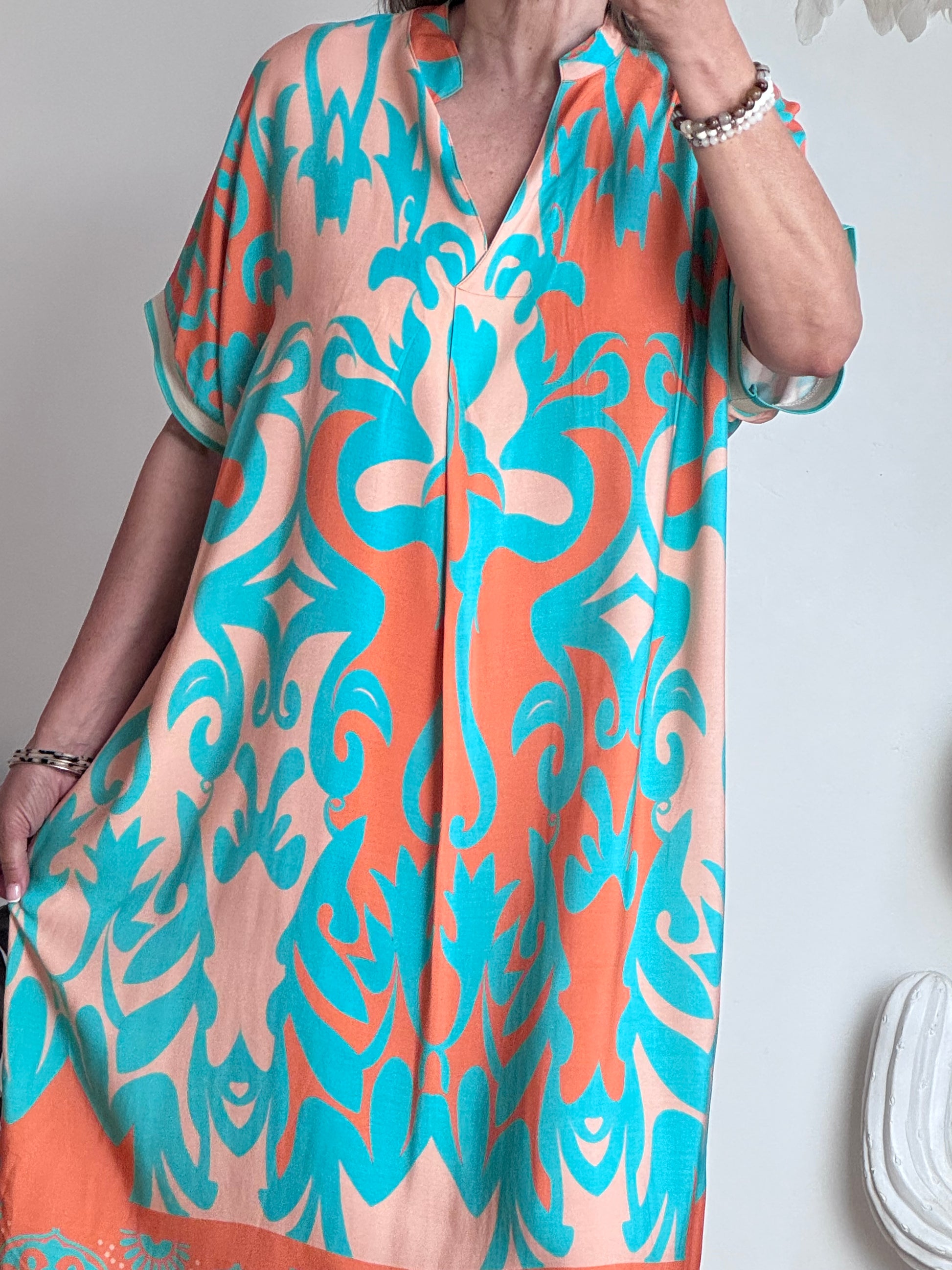 Robe arabesque turquoise /orange TU 40/48