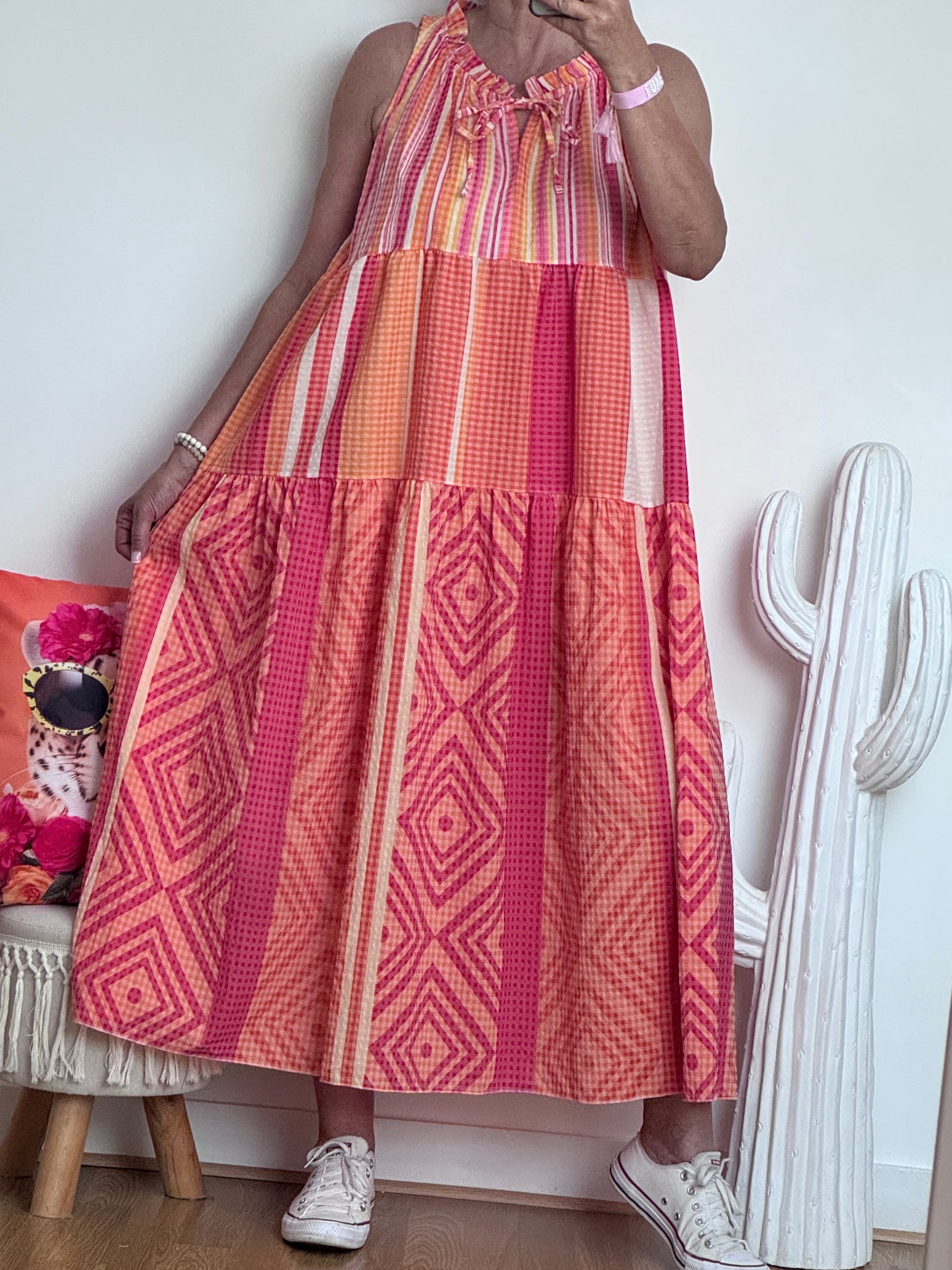 Robe Vichy orange /rose TU 38/44