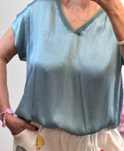 Teeshirt satiné bleu canard