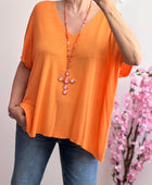 Pull maille fine orange TU 44/50