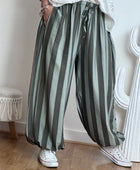 Pantalon Aladin rayé kaki joli forme TU 44/50