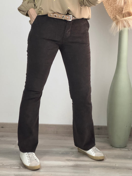 Pantalon flare velours chocolat