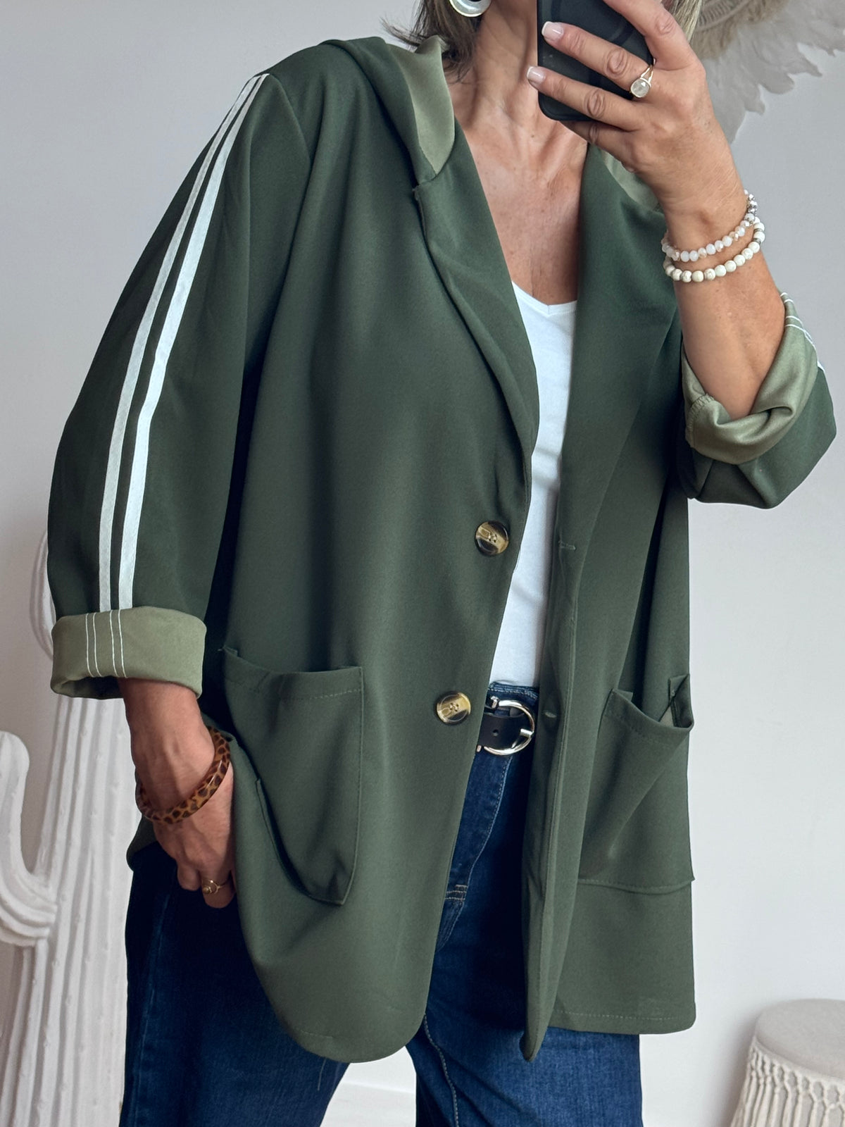 Veste casuel kaki jolie forme