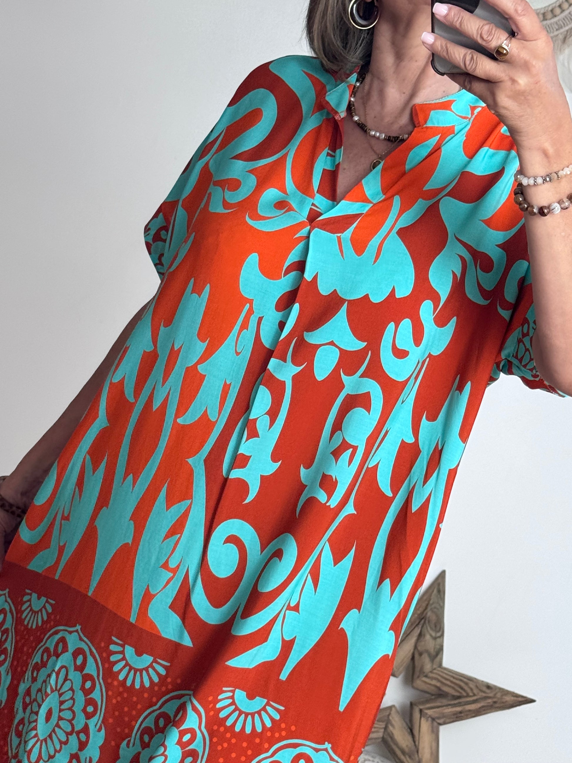Robe Elisa orange/turquoise
