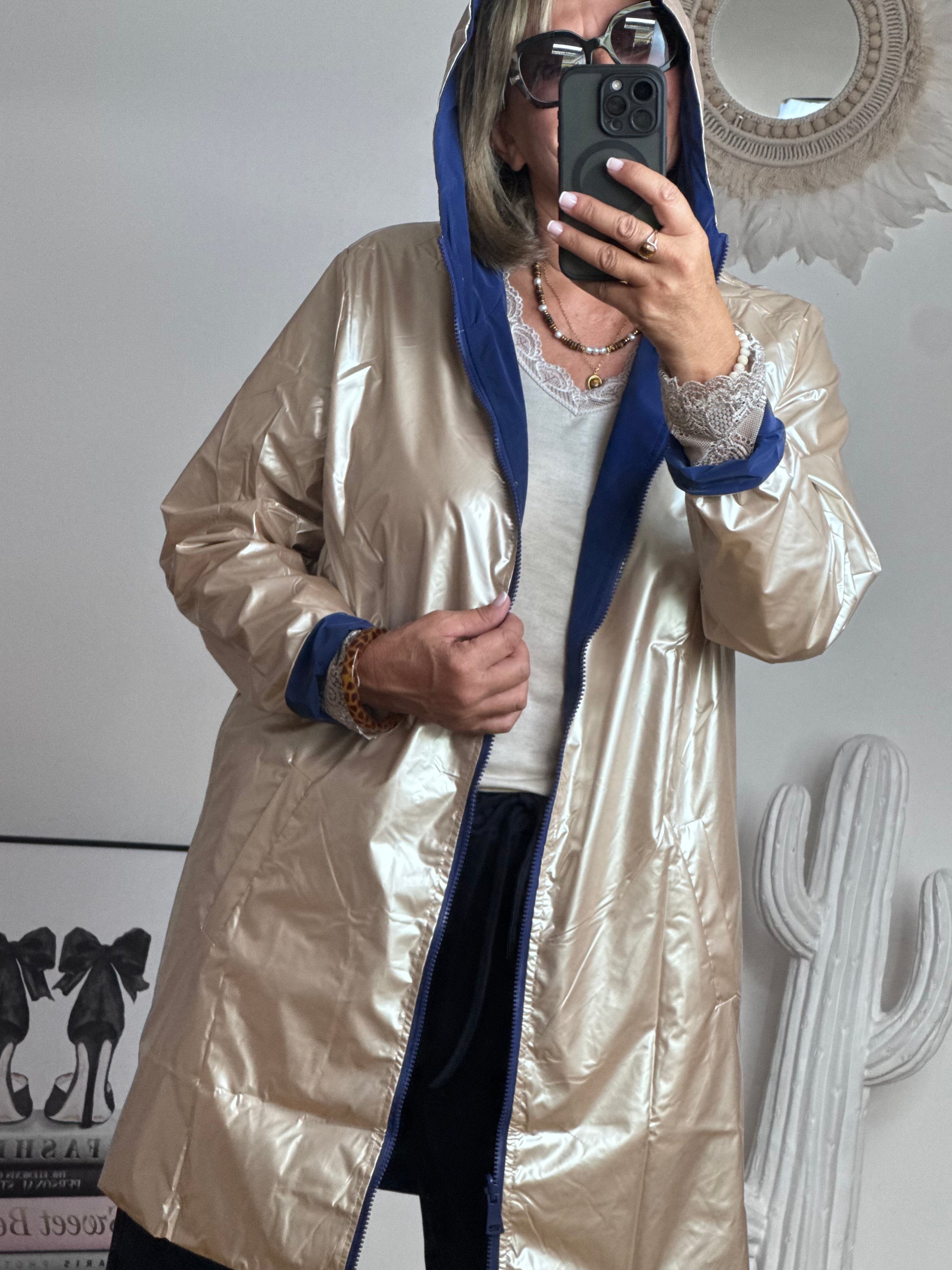 Veste coupe vent réversible marine /dorée