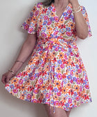 Robe courte fleurs multicolores