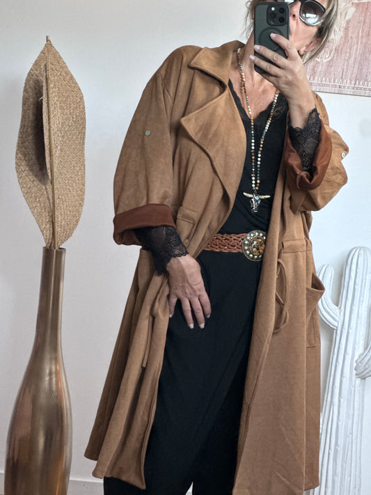 Manteau Arizona suédine camel