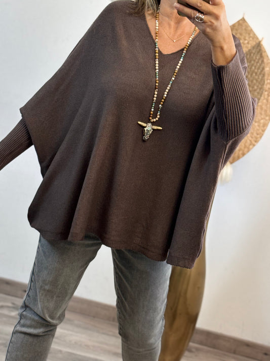 Pull Lucas oversize marron TU 44/54