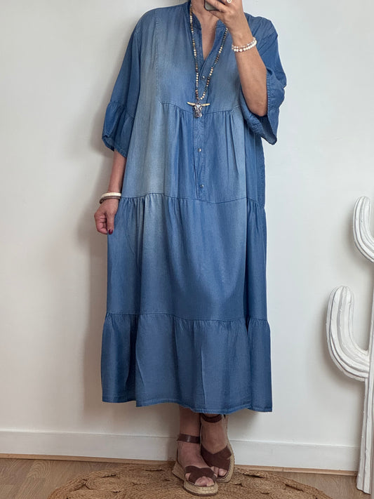 Robe boheme lyocell bleu foncé TU 44/50