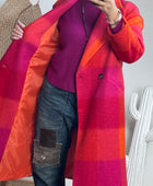 Manteau carreaux fuchsia