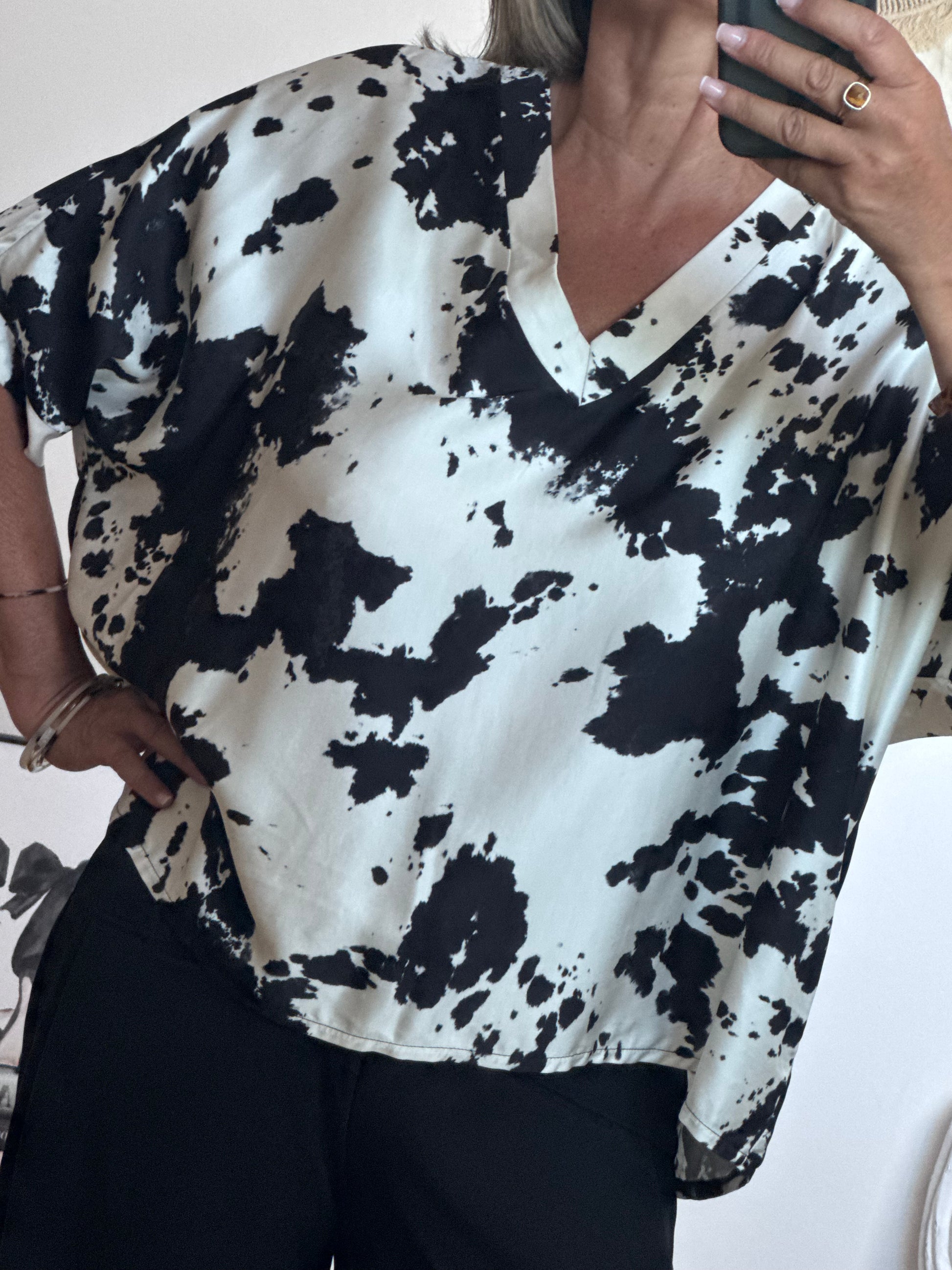 Blouse fluide cow noire TU 38/48