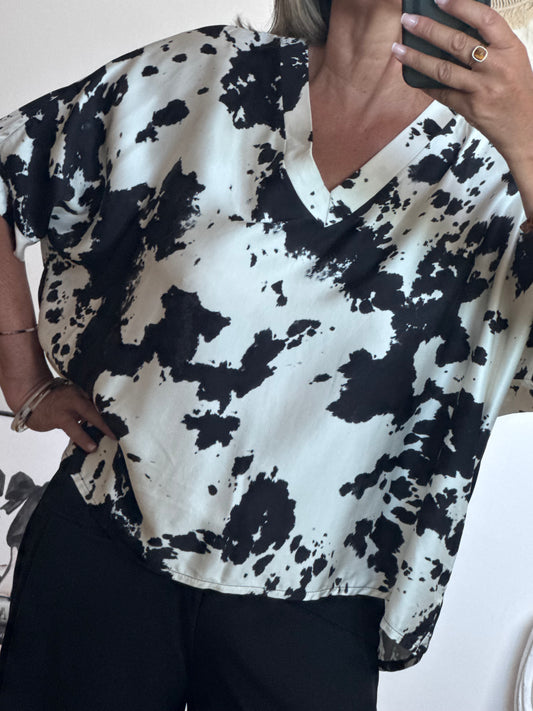 Blouse fluide cow noire TU 38/48