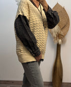 Pull crème manches jeans TU 44/50