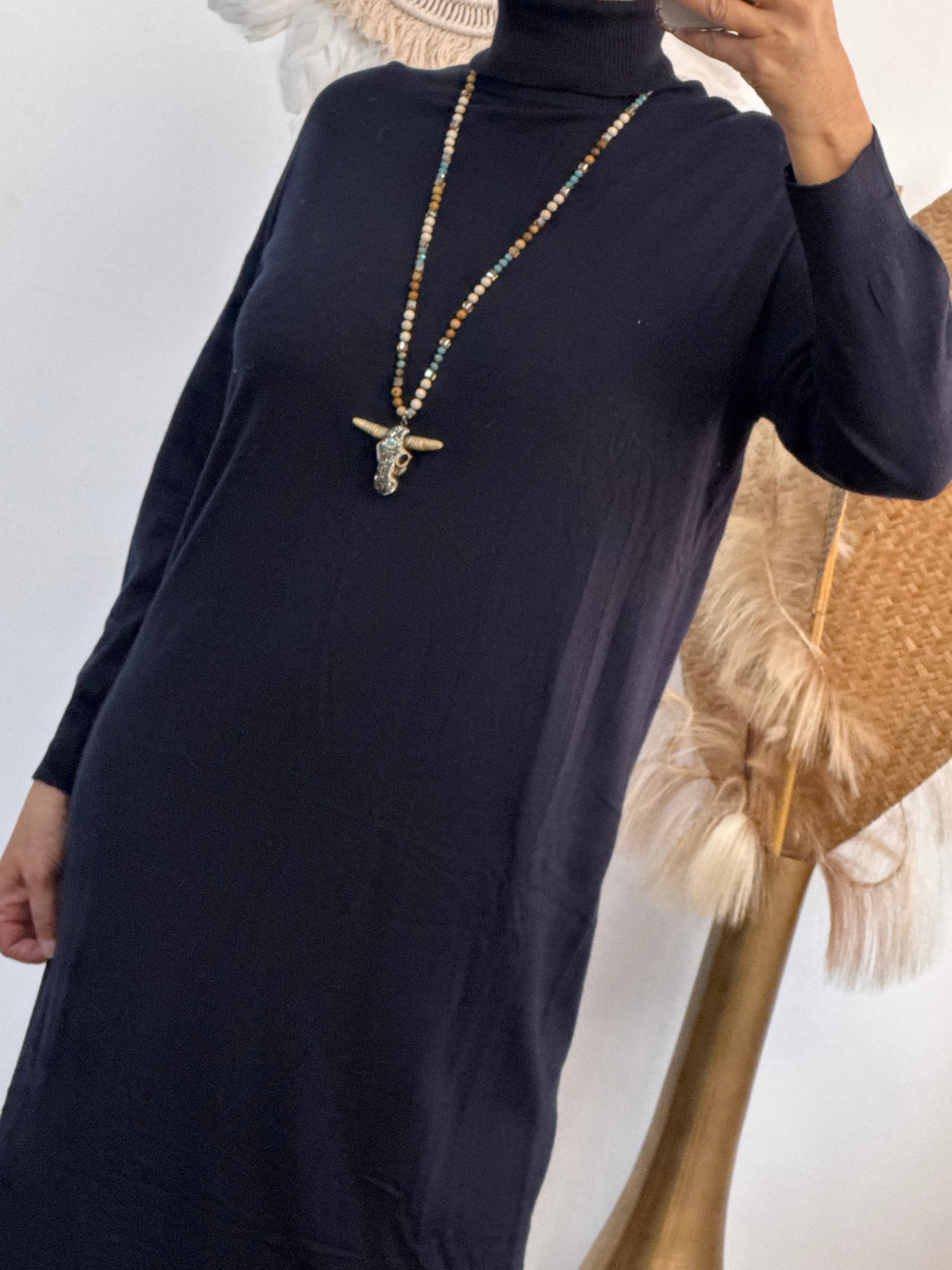 Robe longue maille marine