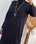 Robe longue maille marine