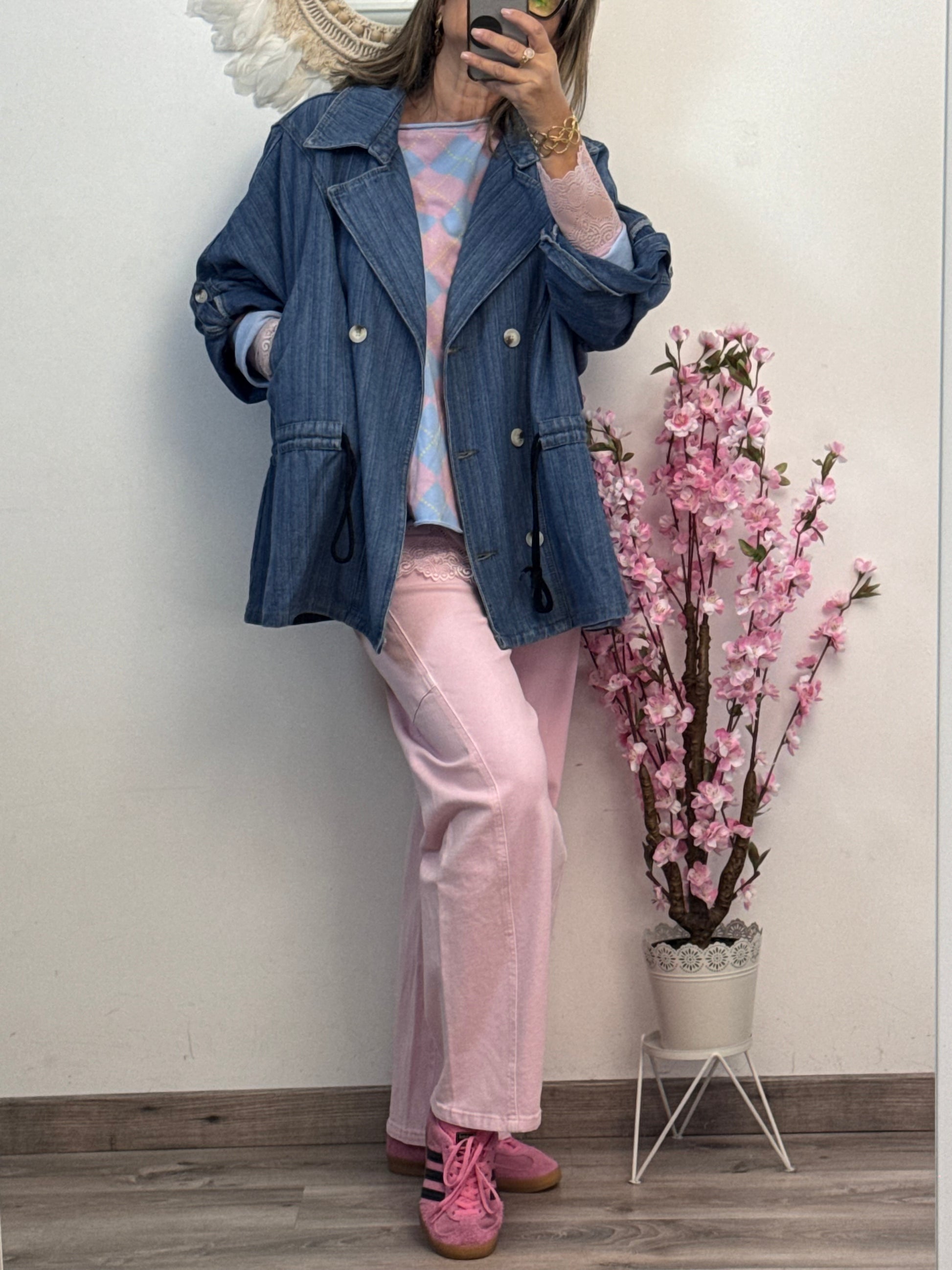 Jeans balloon rose pâle