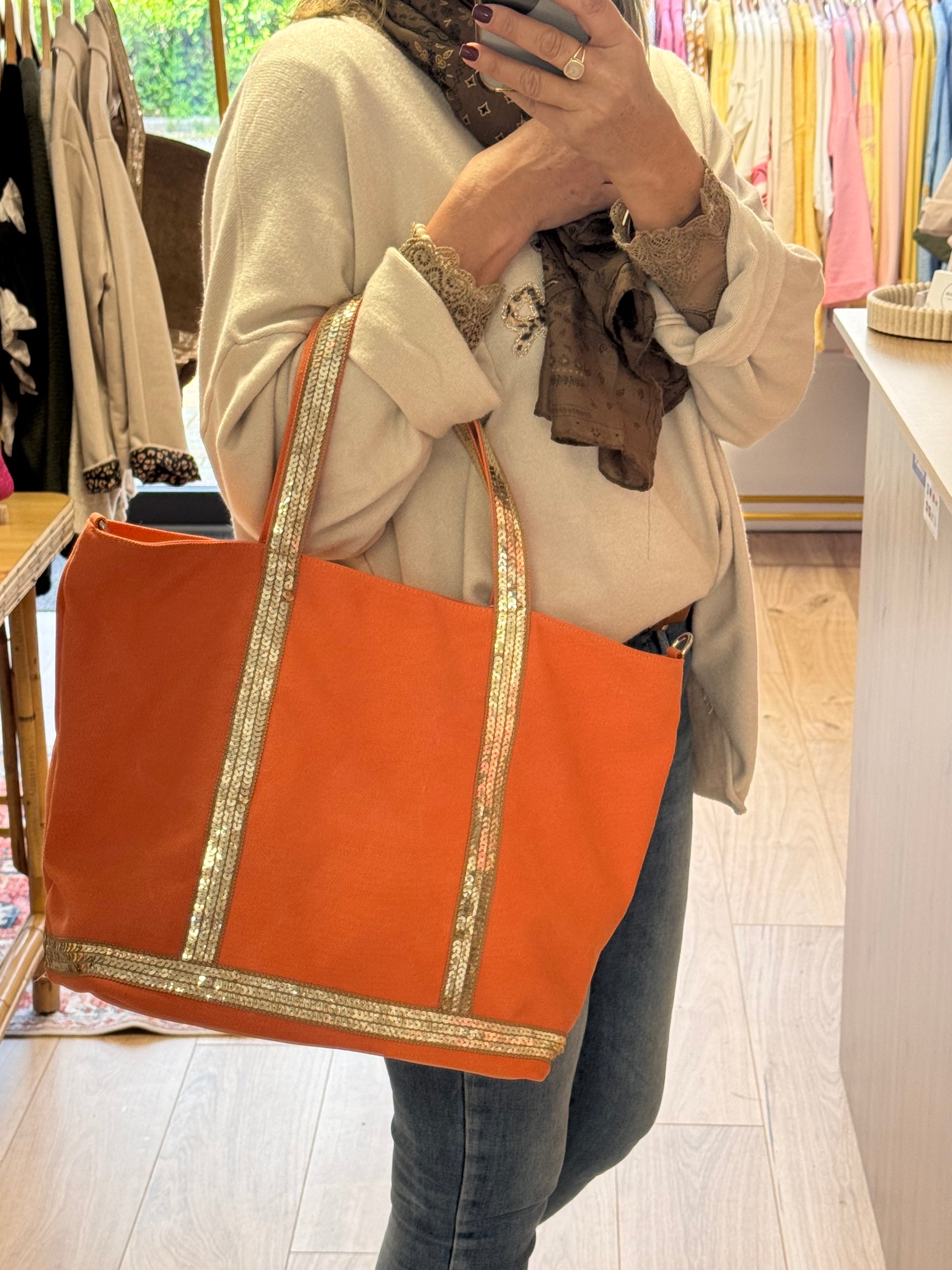 Sac vanes toile orange (grand modèle)