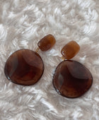 Boucles d’oreilles résine brillante femme chic ambre acier inoxydable