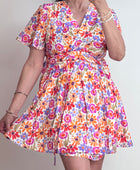 Robe courte fleurs multicolores