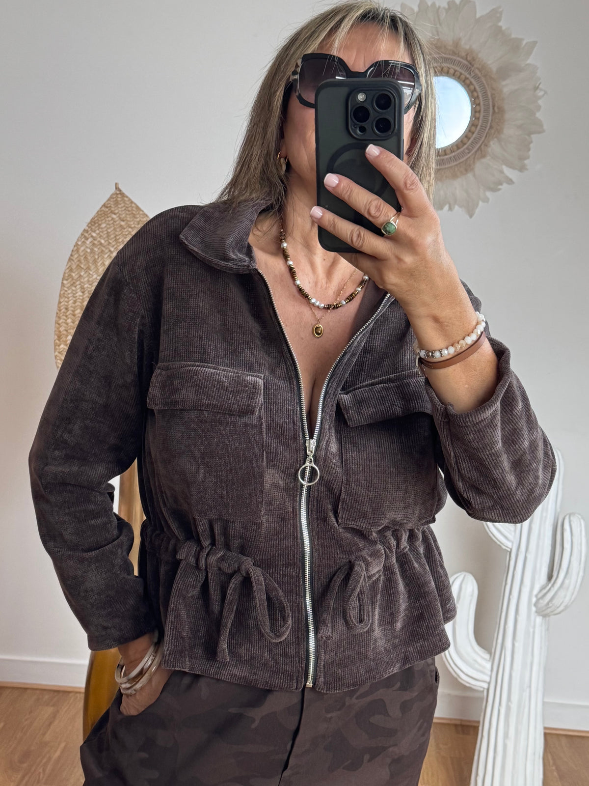Veste velours milleraie marron