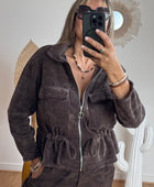 Veste velours milleraie marron