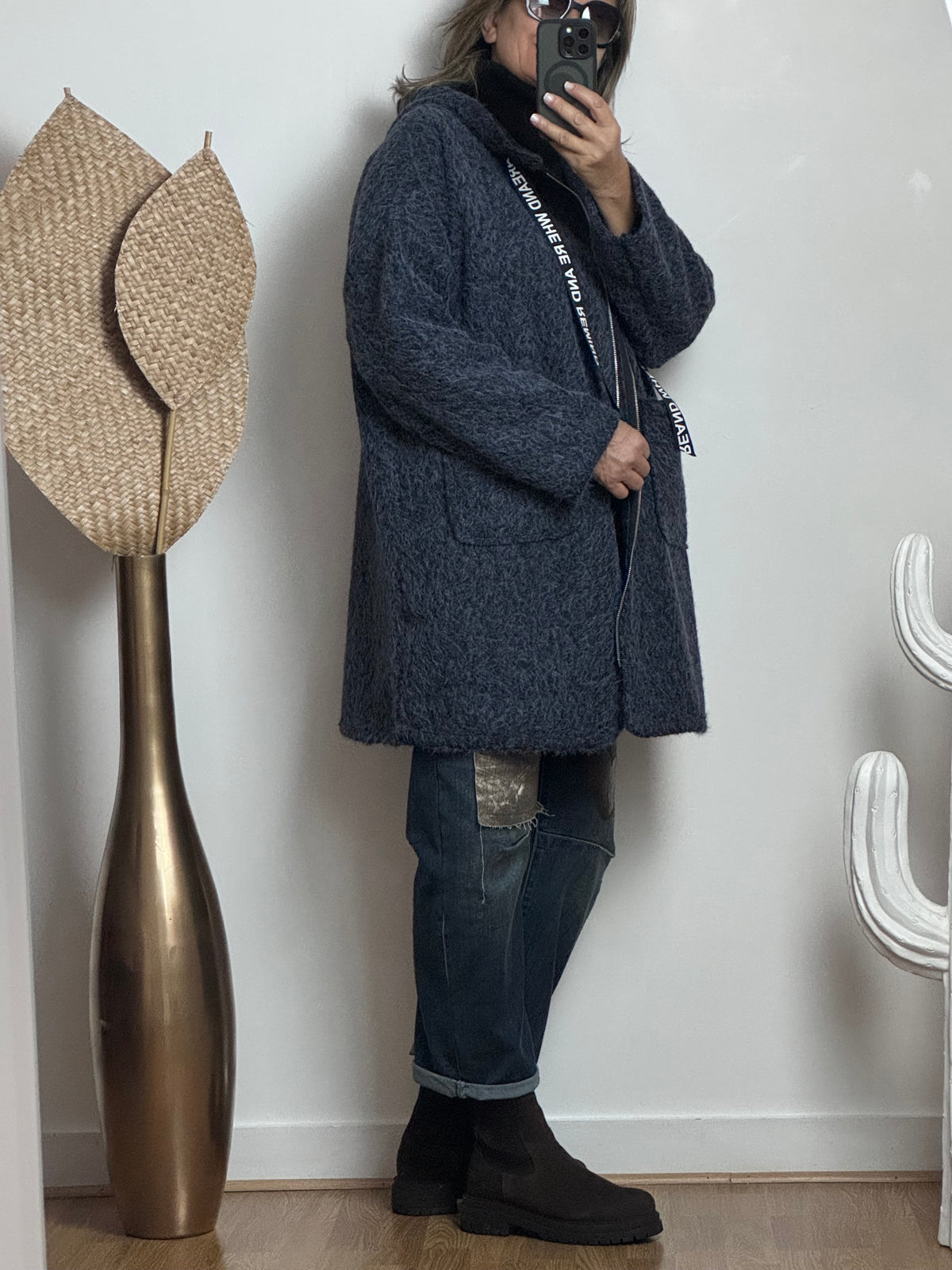 Manteau moumoute bleu