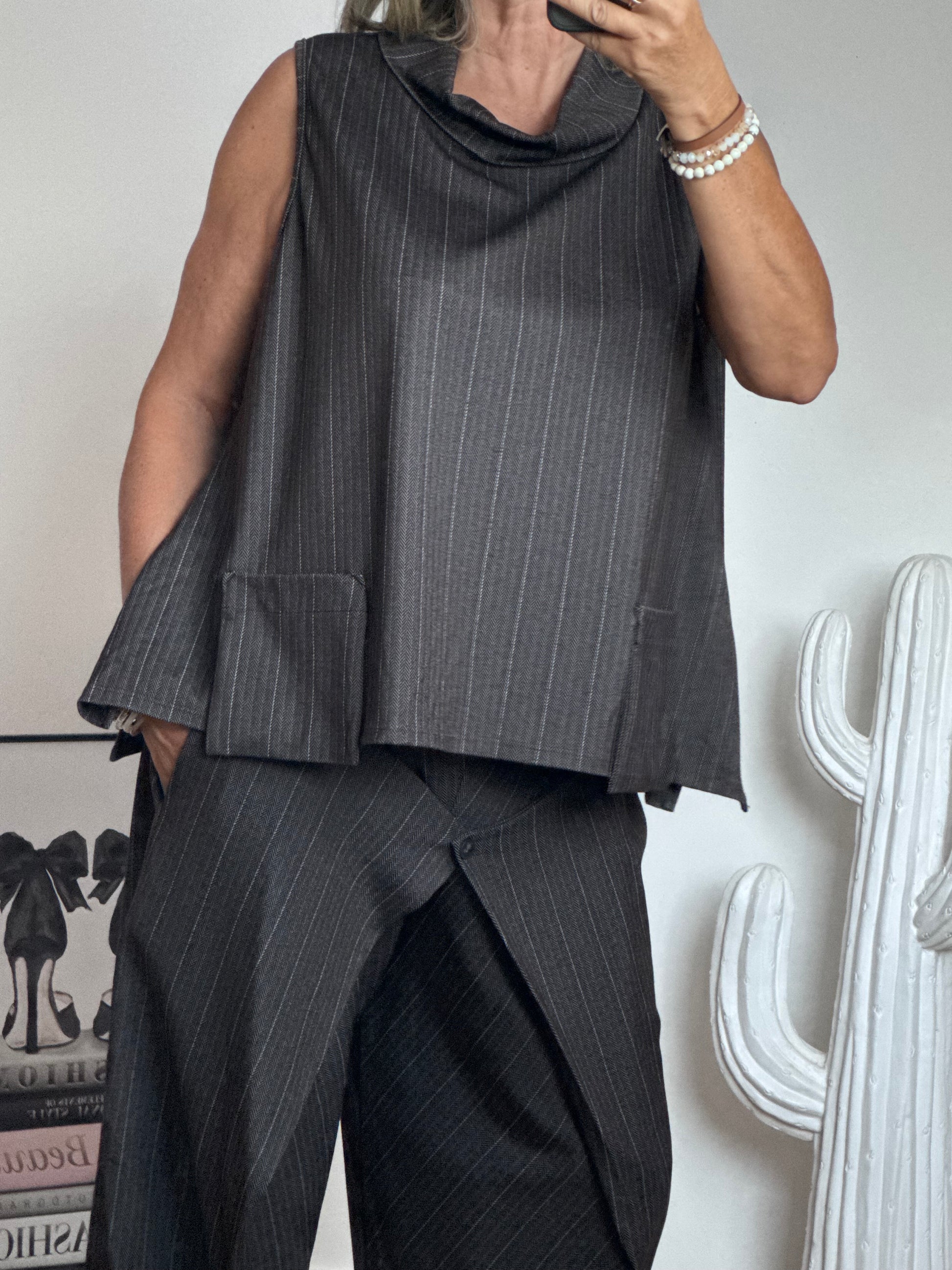 Pantalon Alan marron fines rayures TU 38/48